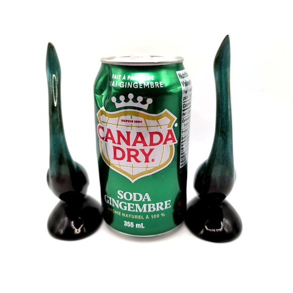 Set of 2 Vintage Blue Mountain Pottery BMP 4" Cranes Teal/Blk Drip Glaze EUC - Picture 6 of 6